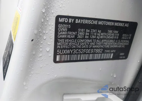 2015 BMW X3 xDrive28D from USA, damaged, VIN 5UXWY3C52F0E97882